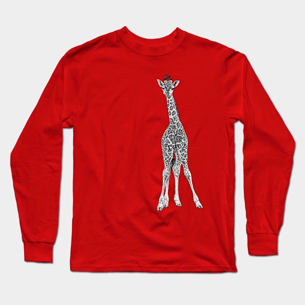 Baby giraffe - ink illustration Long Sleeve T-Shirt by lorendowding